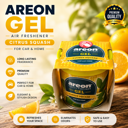 Areon Gel Air Freshener – Citrus Squash Scent for Car & Home