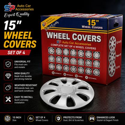 SP 15 Inch Wheel Covers Set of 4 | Universal Car Hub Caps