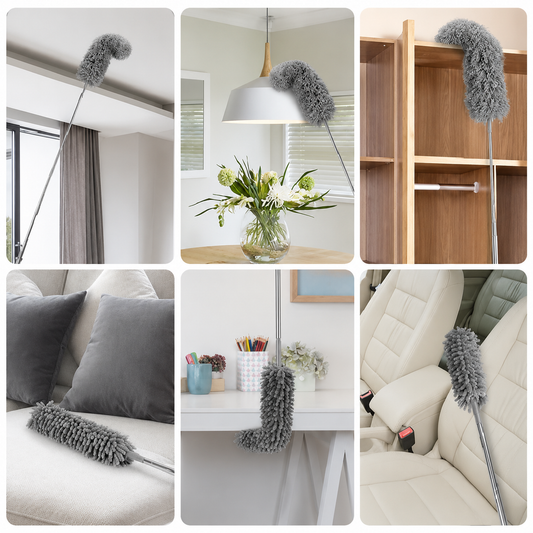 Telescopic Cobweb Duster with Bendable Head,