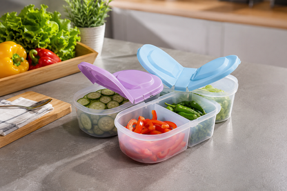 Dual Compartment Food Storage Container Set Pack of 2