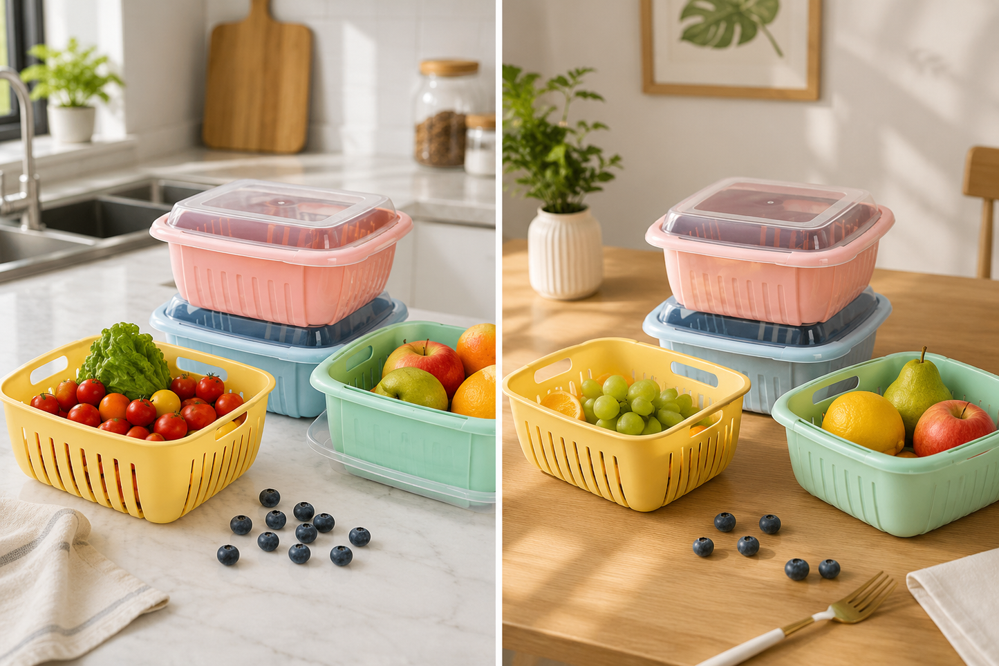 Stackable Fridge Organizer with Lid,