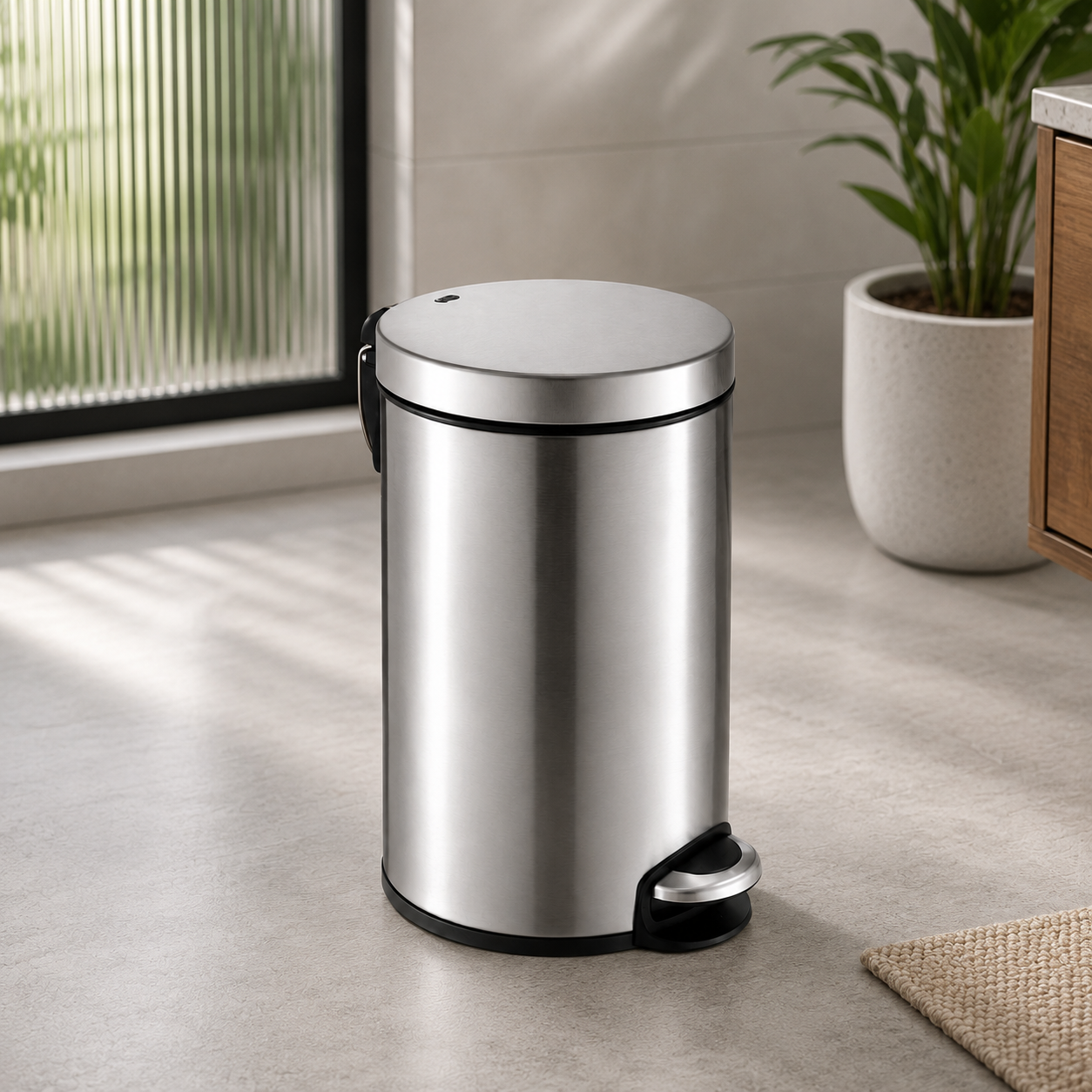 10L Close Step On Trash Can with Foot Pedal,