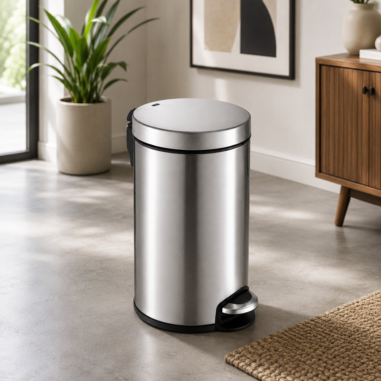 20L Soft-Close Step-On Trash Can with Foot Pedal,
