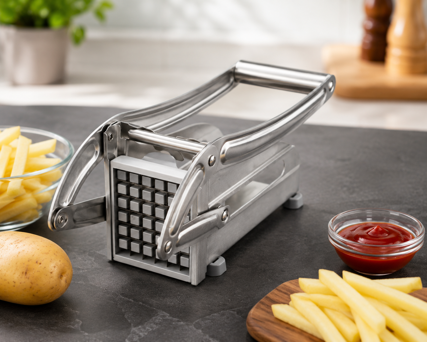 Stainless Steel Potato Chipper & French Fry Cutter