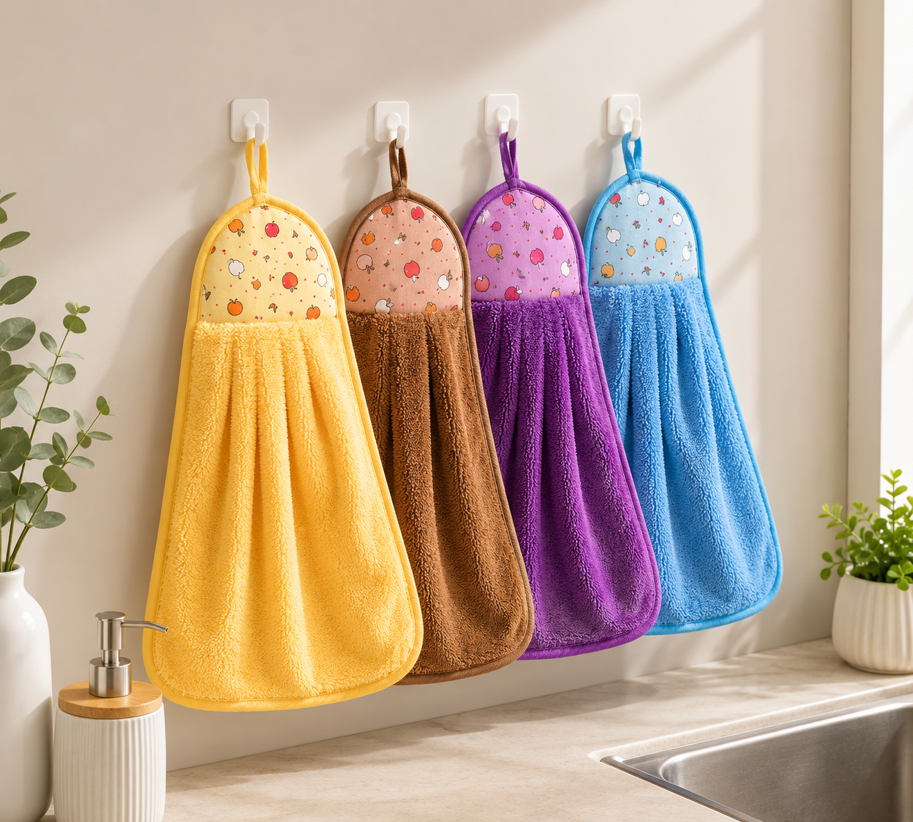 Coral Fleece Hanging Hand Towel with Loop