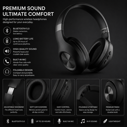 Ronin  Foldable Stereo Headset with Deep Bass,