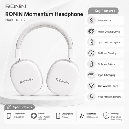 RONIN Momentum Wireless Bluetooth Headphones –