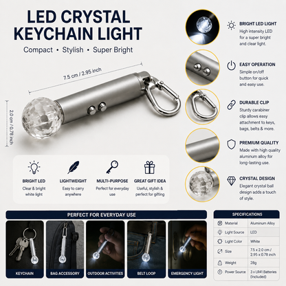 Mini LED Crystal Ball Flashlight Keychain