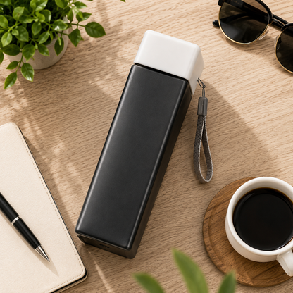 Square Water Bottle with Carrying Strap