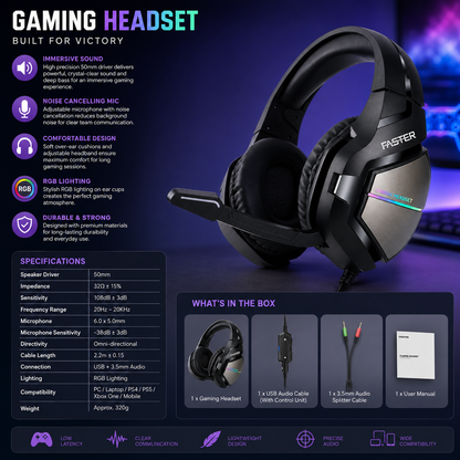 FASTER Blubolt BG-200 Surround Sound Gaming Headset
