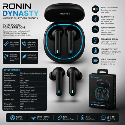 Ronin Dynasty Wireless Bluetooth Earbuds