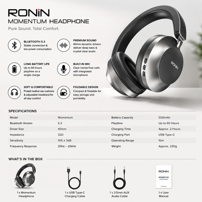 RONIN Magnus Wireless Bluetooth Headphones