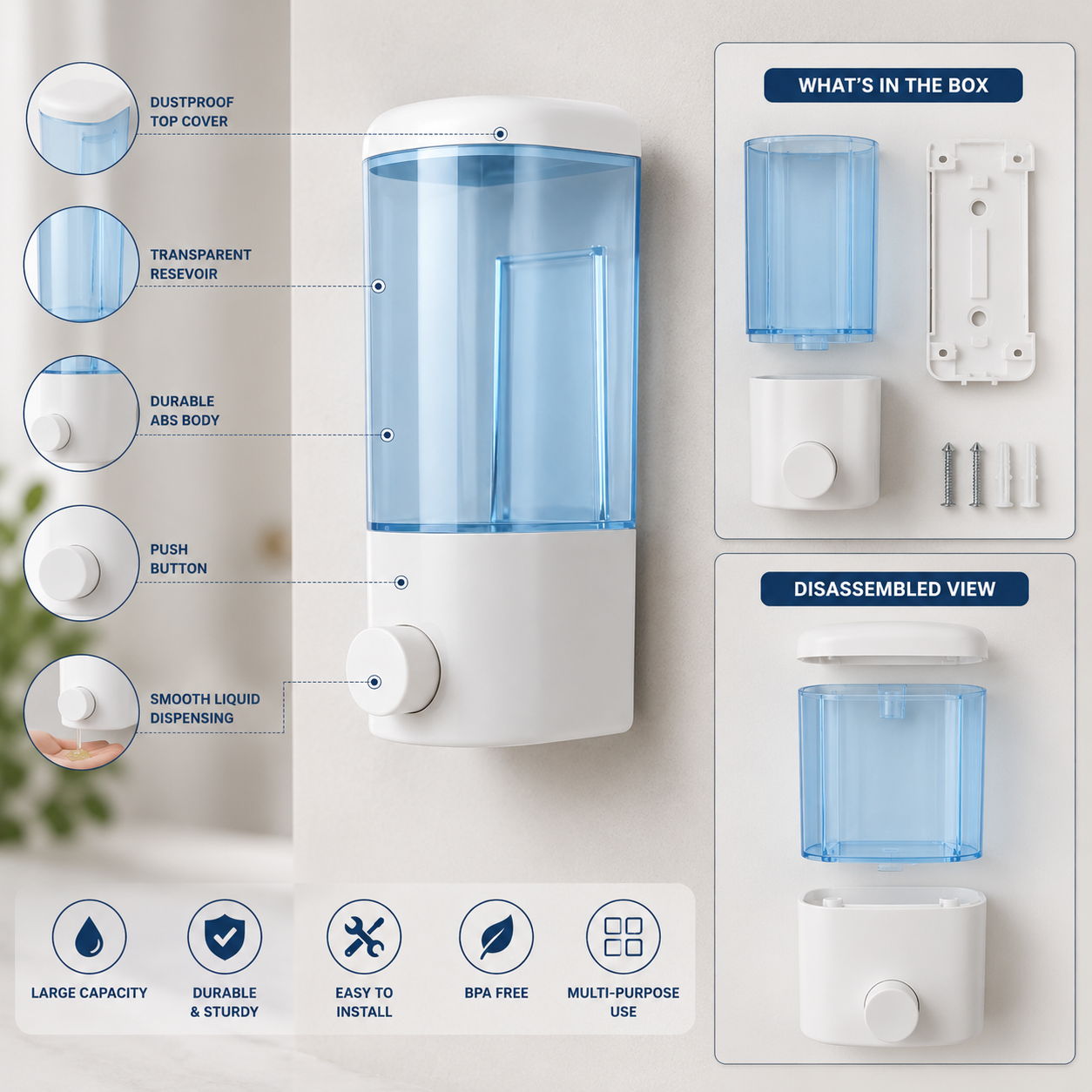 Wall Mounted Soap Dispenser 500ml