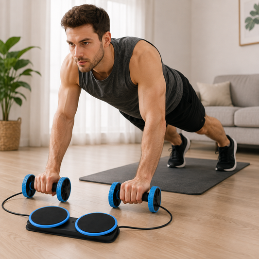 Multi-Function Ab Roller Wheel with Resistance Bands