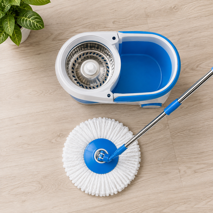 360° Spin Mop Bucket Set with Wheels & Stainless Steel Handle