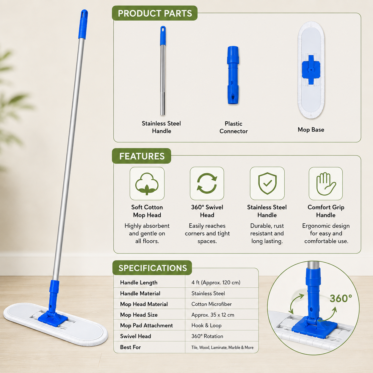 Cotton Dry Mop 60cm