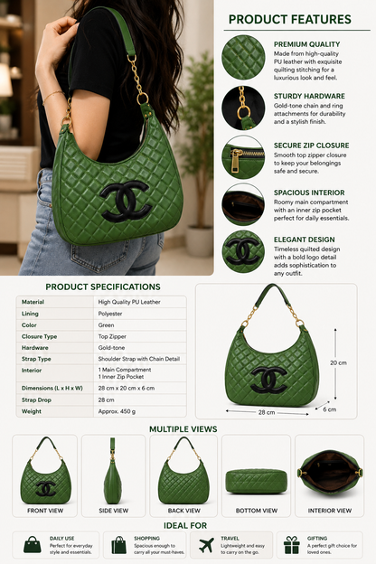 Women's Diamond Stitched Shoulder Bag,