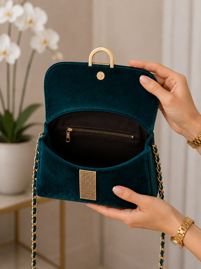 Women's Evening Handbag with Gold Buckle