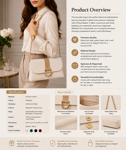 Women's Evening Handbag with Gold Buckle,