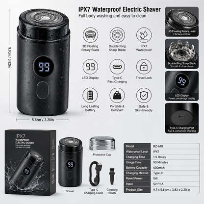 Rechargeable Rotary Razor with LED Display