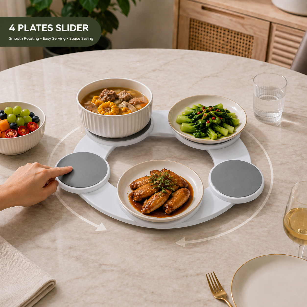 6 Compartment Rotating Lazy Susan Turntable