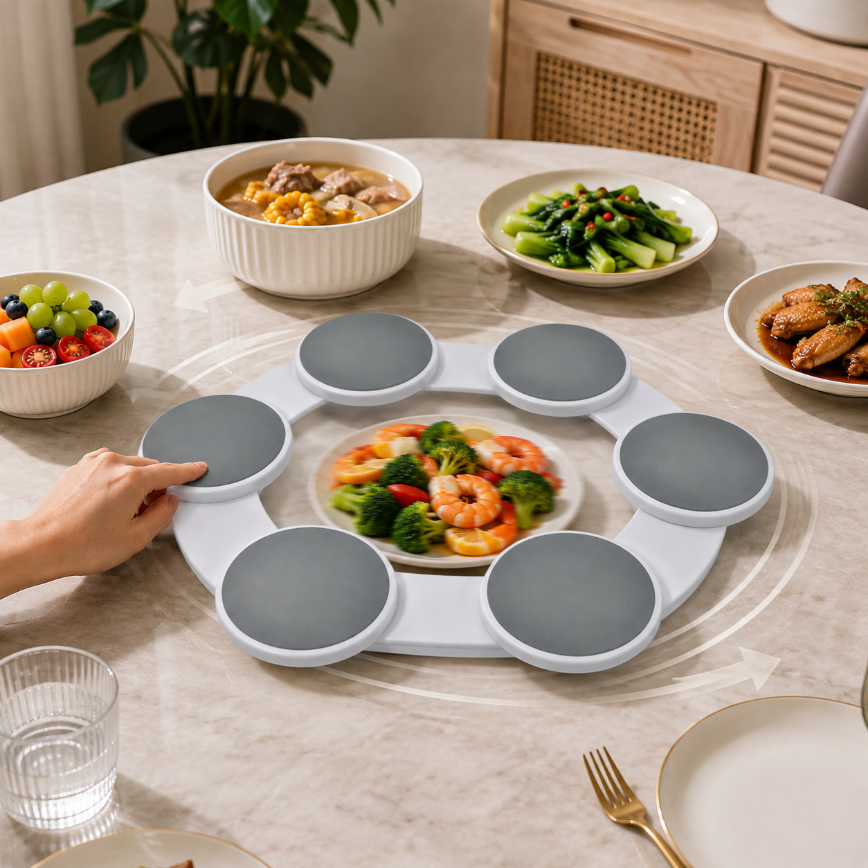 6 Compartment Rotating Lazy Susan Turntable