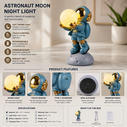 LED Night Light Statue with Moon Ball