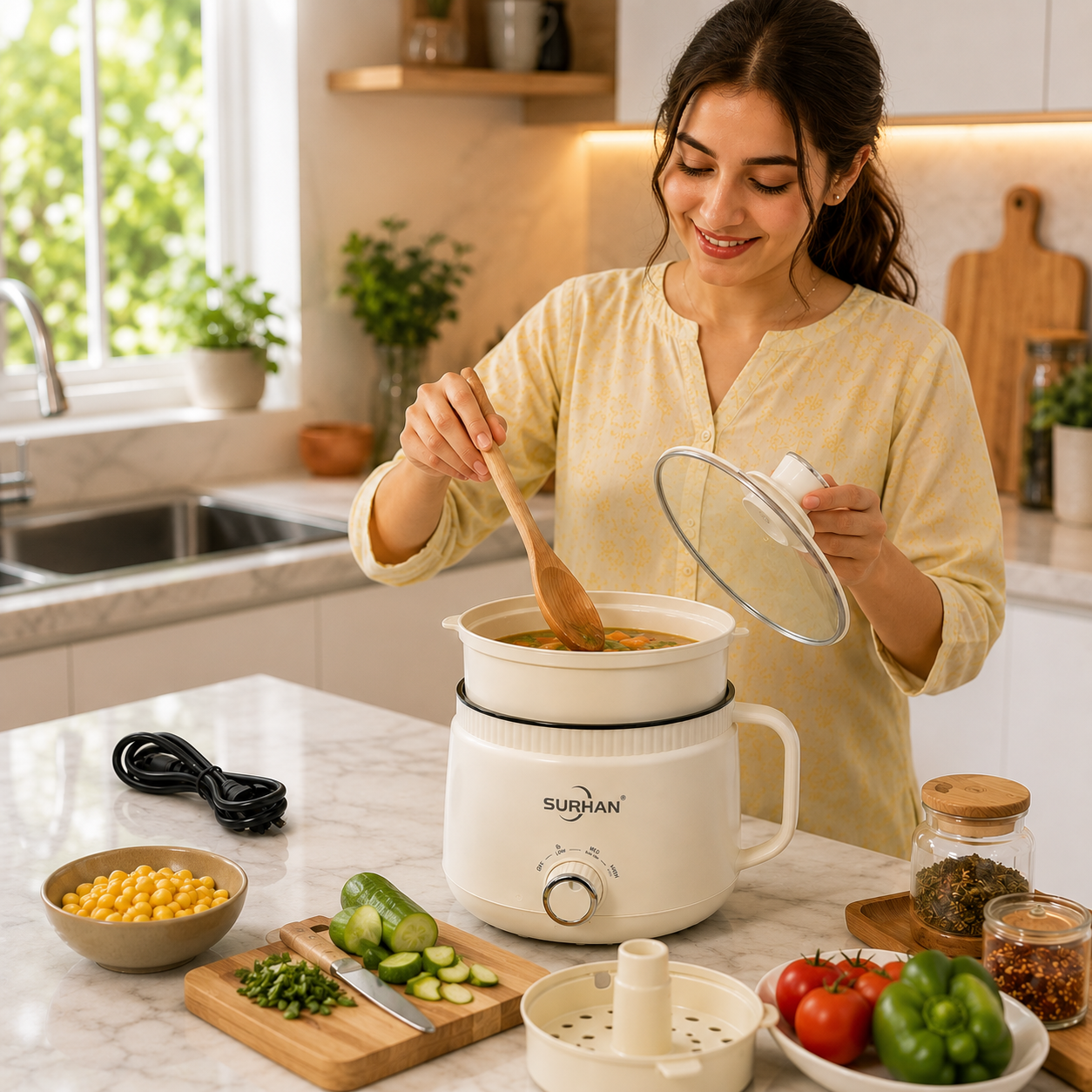 Multifunction Portable Hot Pot for Noodles, Soup, Steaming & Boiling