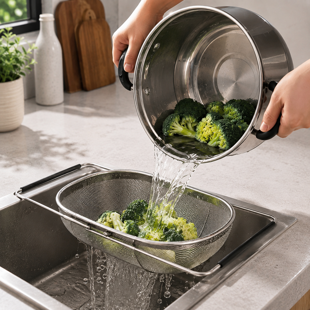 Expandable Stainless Steel Sink Colander/Strainer Basket