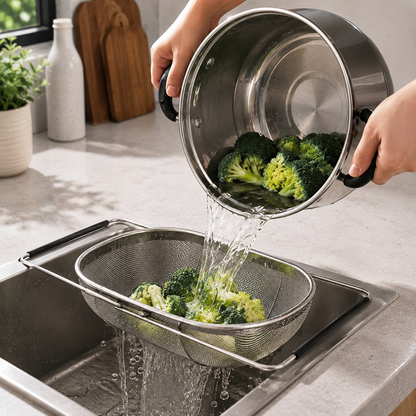 Expandable Stainless Steel Sink Colander/Strainer Basket