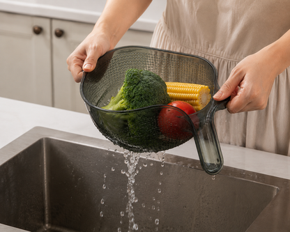 Multi-Purpose Draining Basket with Handle (3 in 1 Strainer Bowl Set)