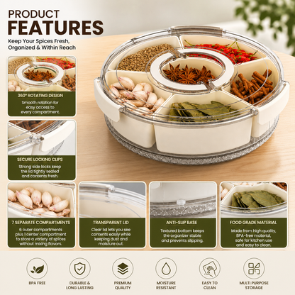 6 Compartment Kitchen Seasoning & Dry Snack Storage Container