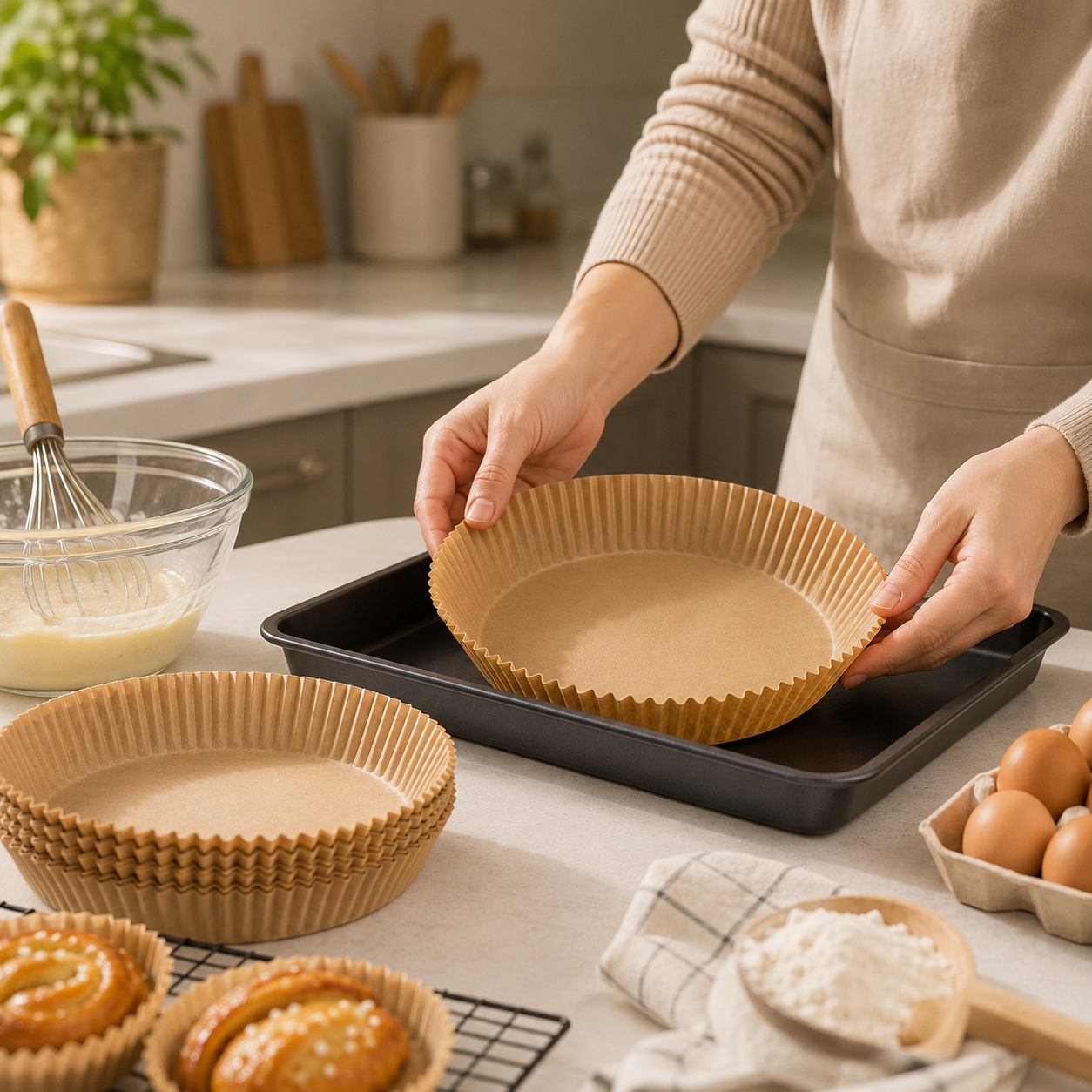 Disposable Air Fryer Parchment Liners (50 Pack, Round)