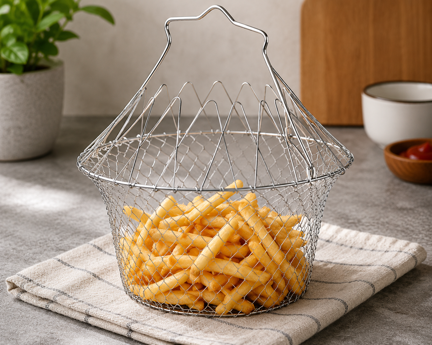 Foldable Stainless Steel Chef Basket