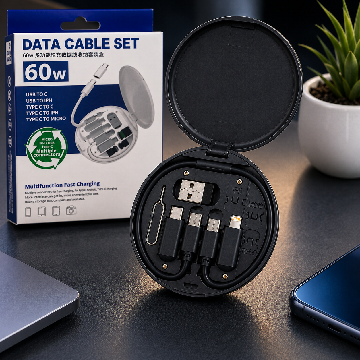 60W Multi-Connector Data Cable Set