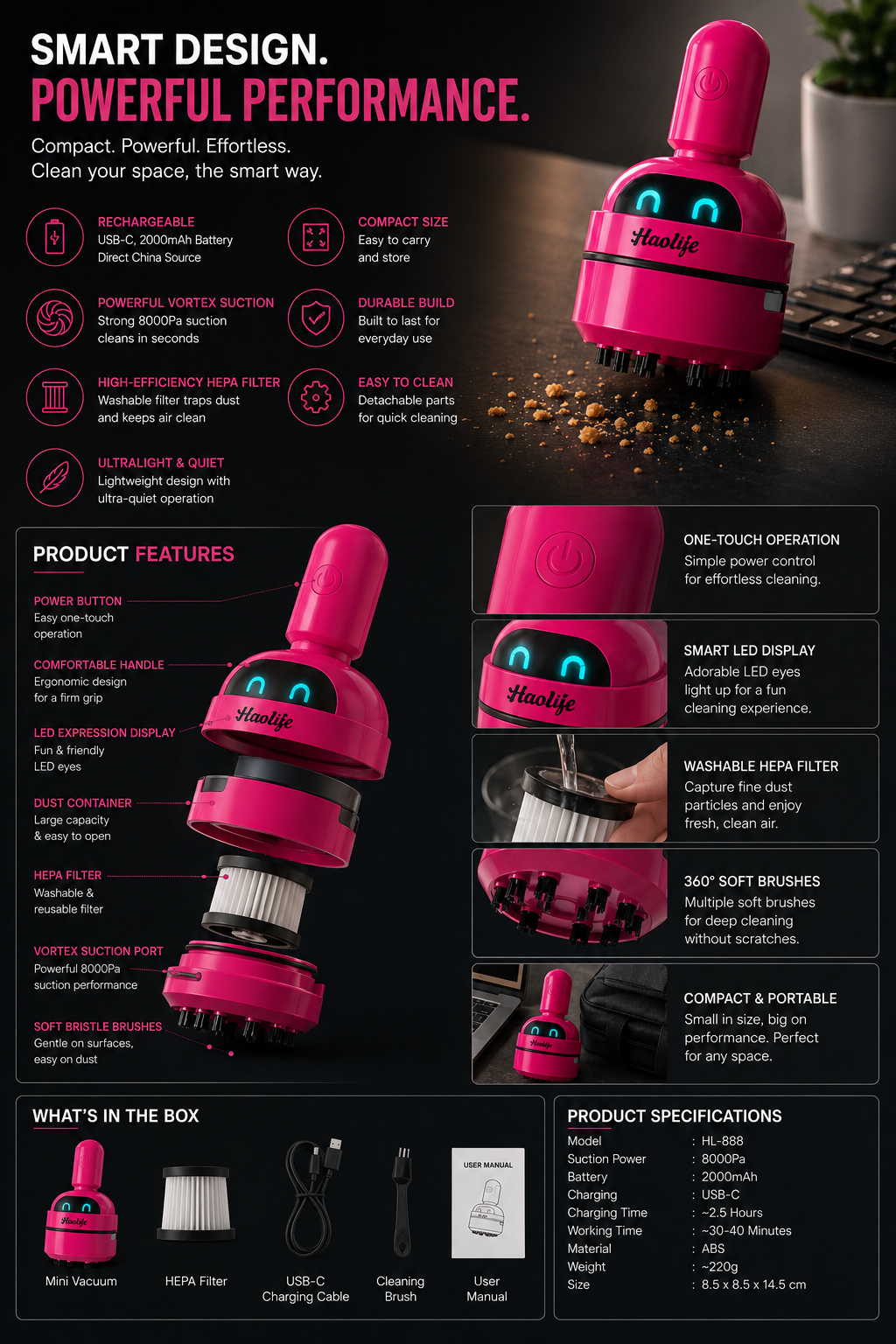 HIGH SPEED MINI VACUUM CLEANER