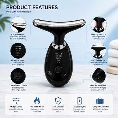 LED Light Therapy Face & Neck Massager for Anti-Aging