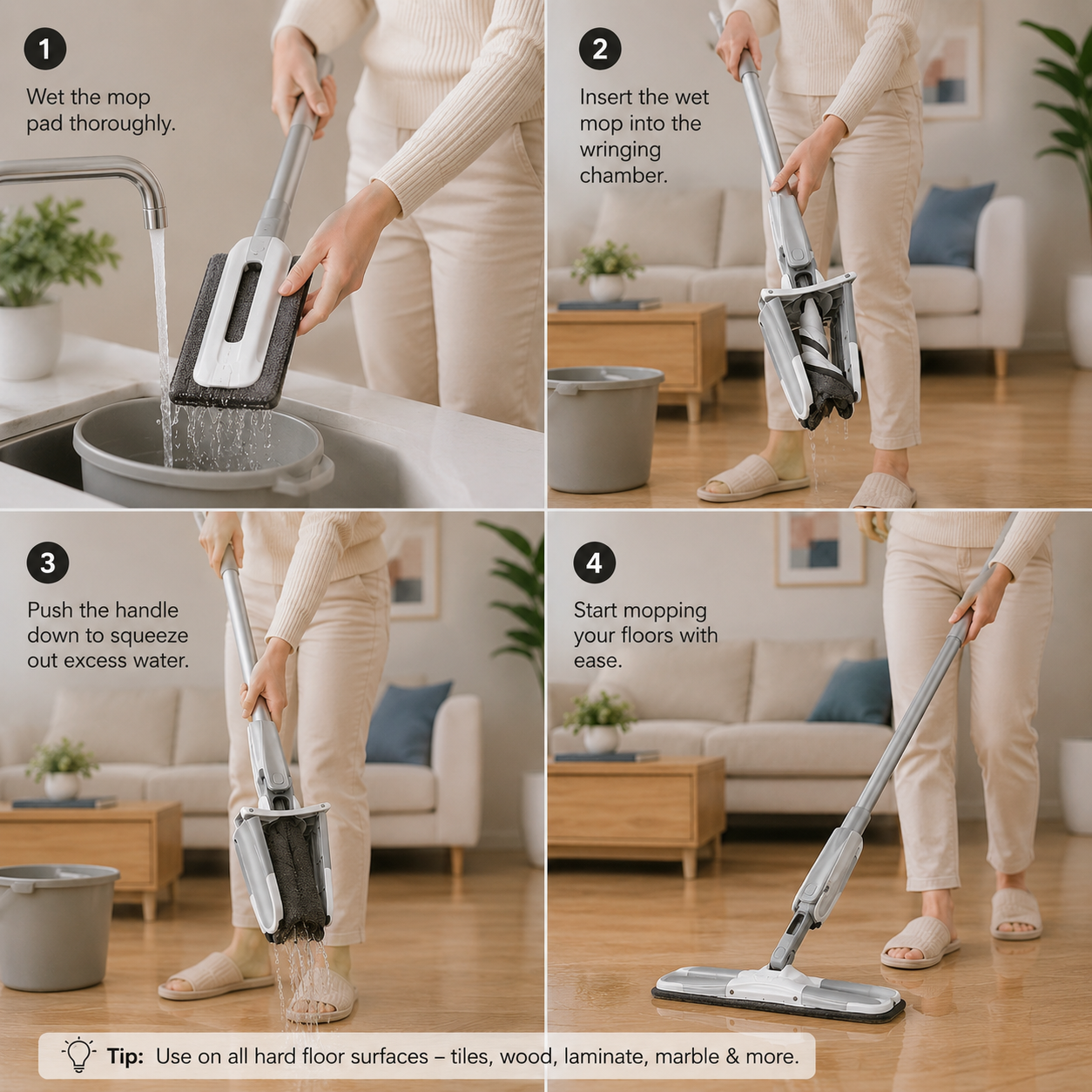 Flat Squeeze Mop with Stainless Steel Handle