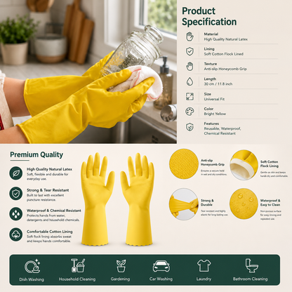 Long Rubber Dishwashing Gloves