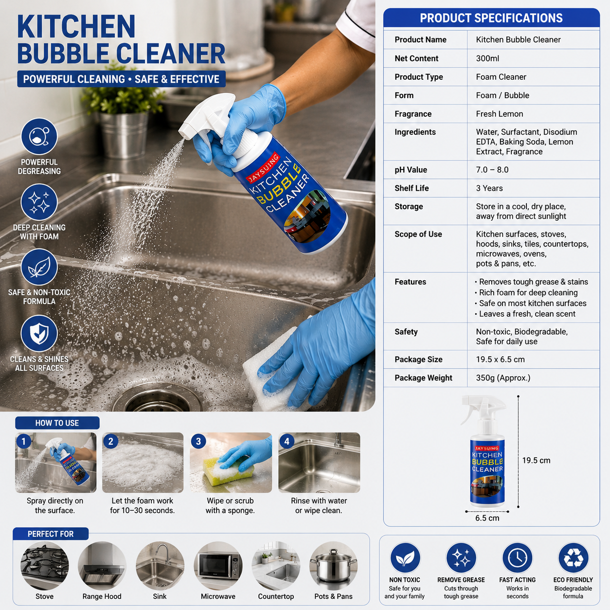 Kitchen Bubble Foam Cleaner Spray