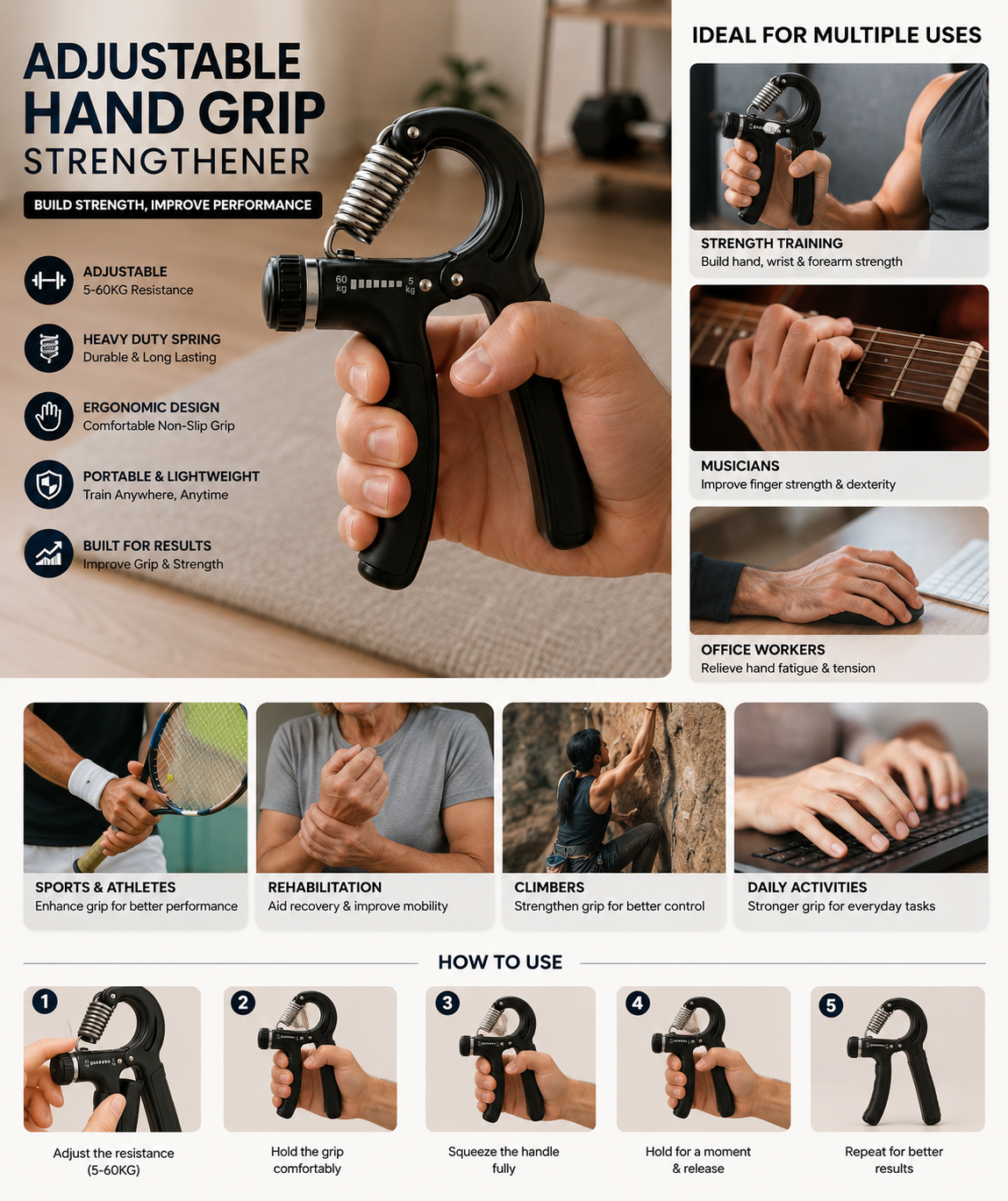 Adjustable Hand Grip Strengthener