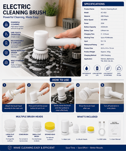 Cordless Electric Spin Scrubber