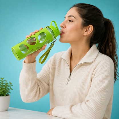 Bubble Water Bottle with Straw Lid
