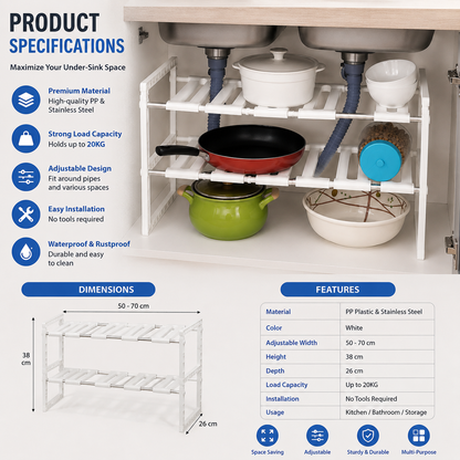 Expandable Under Sink Storage Rack (2-Tier)