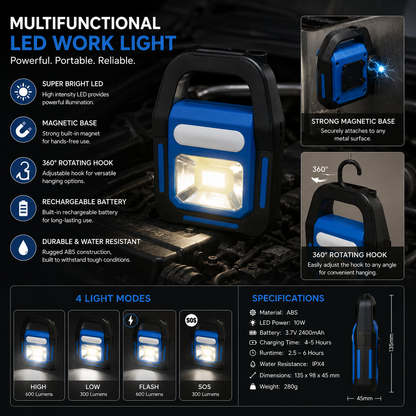 Rechargeable LED Work Light & Flashlight Combo