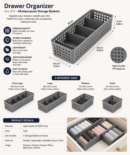Foldable Drawer Storage Organizer Set