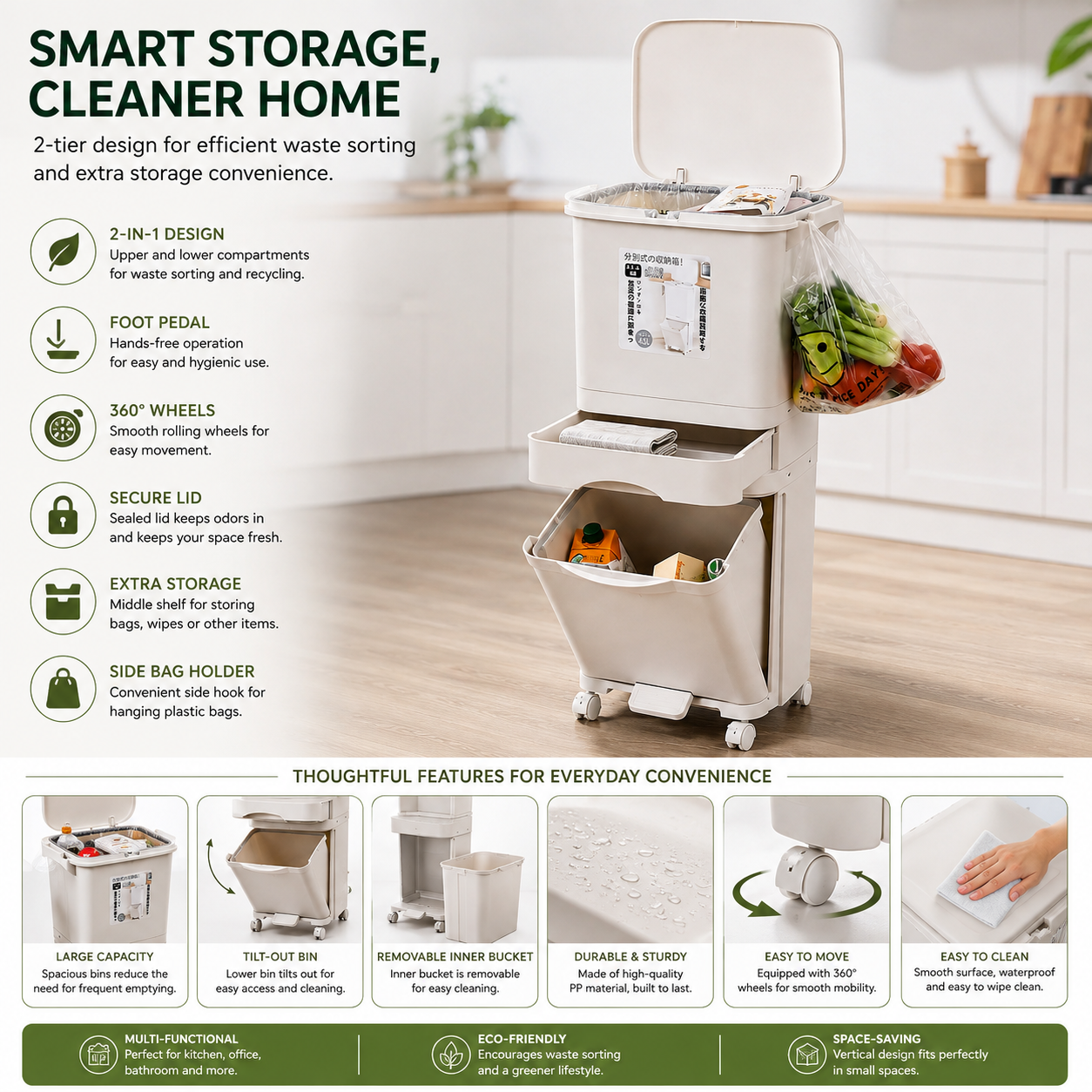 Multi Compartment Recycling Bin