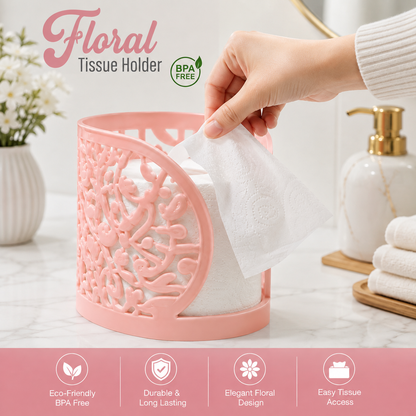 Floral Cutout Tissue Box Holder