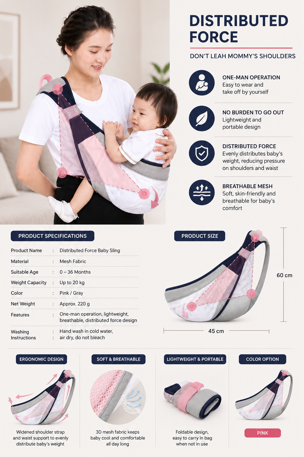 Ergonomic Baby Carrier Wrap