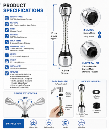 Flexible Faucet Sprayer Attachment